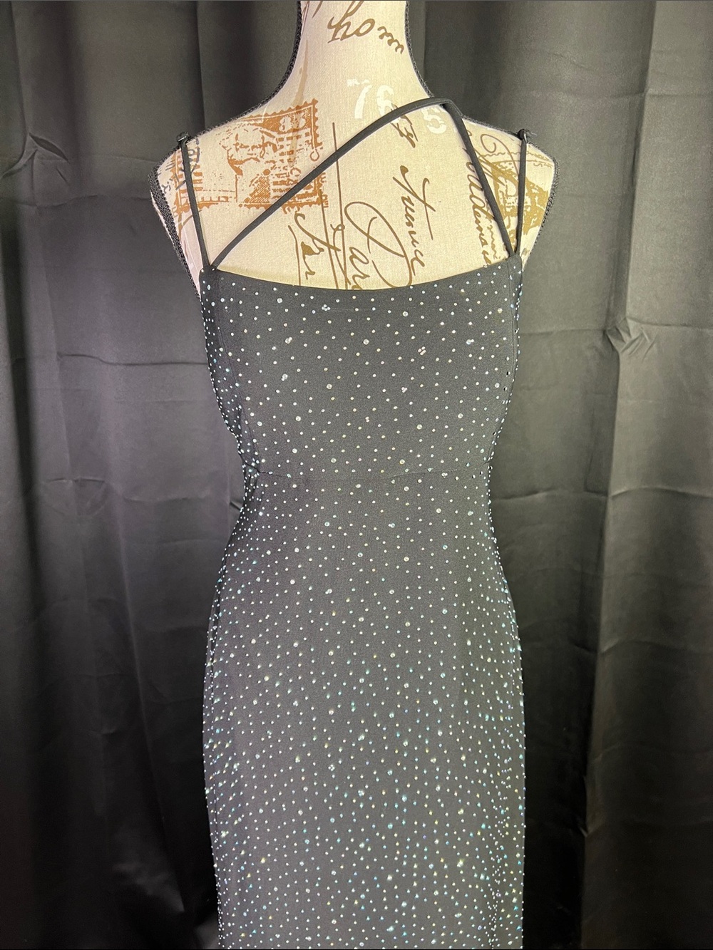 Jump Black Strapless Rhinestone Slip Dress